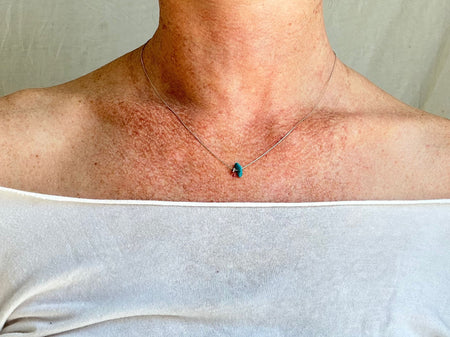 Turquoise Pendant Necklace. Sterling Silver Chain. 1424