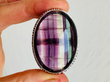 Fluorite Botanicals Ring. Size 7.25. Stupendous and Amazing Handmade Jewelry. Made in Mexico. 4134