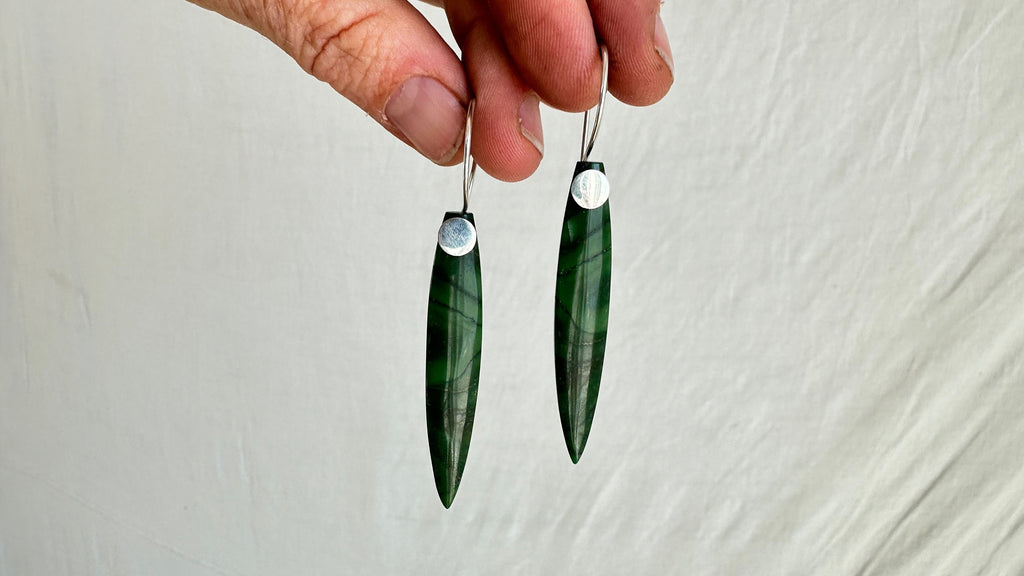 African Jade Earrings. Sterling Silver. 2342