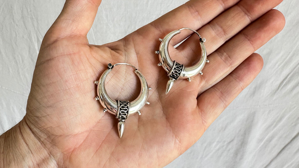 Fat Hoop Earrings India. Sterling Silver. 1075