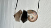 Ammonite and Smoky Quartz Necklace. Sterling Silver & Leather. 0625