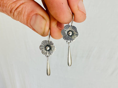 Mazahua Flower Earrings. Handcrafted Sterling Silver Jewelry. Mexican Craftmanship. Frida Kahlo 4340