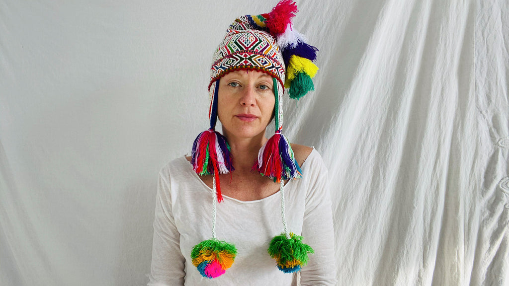 Beaded Qu'ero Ch'ullo Hat. Peru. Winter Hat. Chullo. 0206