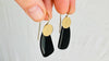 Obsidian and Gold Earrings. Gold-Plated Sterling Silver. 2365