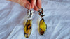 Amber & Bird Earrings from Mexico. Handmade of Sterling Silver. S/N. Statement Earrings