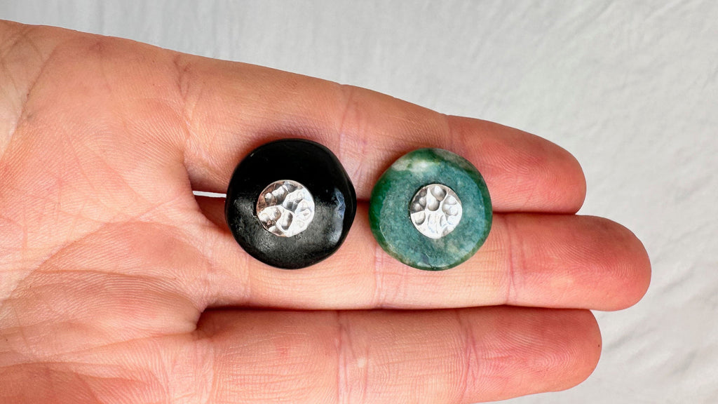 Guatemalita & Jade Earrings. Sterling Silver Posts. 1007