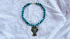 Vintage Mexican Cross Pendant on Turquoise Necklace. Gold Plated Silver. Mexico. Frida Kahlo