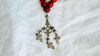 Silver Yalalag Cross Necklace. Red Glass Nepalese Beads. 2188
