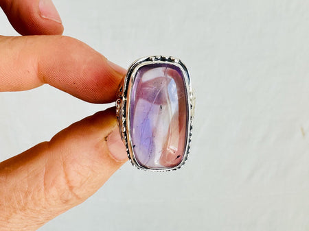 Amethyst Botanicals Ring. Size 7.25. Stupendously Crafted Sterling Silver. 4155