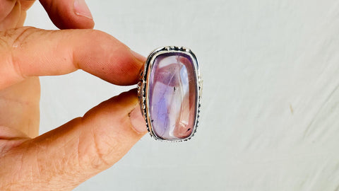 Amethyst Botanicals Ring. Size 7.25. Stupendously Crafted Sterling Silver. 4155
