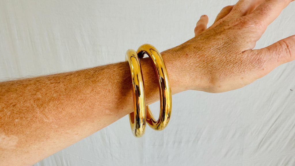 Karen Hill Tribe 24kt Gold Plated Bangles. Sterling Silver Bracelets. 1094