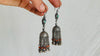 Vintage Uzbek Earrings. Jhumkas with Turquoise and Coral Earrings. Handmade Sterling Silver. 2532