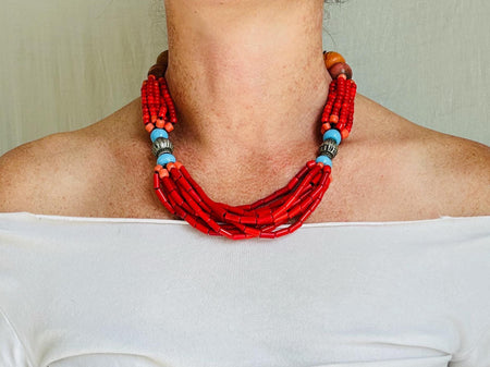 Balochi Multi-Strand Tribal Beaded Necklace. 4348