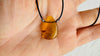 Amber Pendant on a Leather Cord. Handmade Necklace. 1402