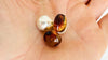 Large Amber Barbell Earrings. Double Sided. 4280