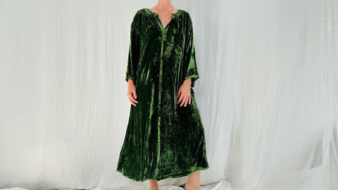 Silk Velvet 34 Sleeved Dress. Oversized. Sumptuous and Comfy! S-L