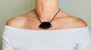 Obsidian Adze Pendant Necklace. Leather & Sterling Silver. 2552