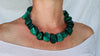 Malachite Beaded Necklace. Chunky Natural Malachite. Handmade Designer Jewelry. 2866