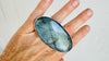 Gray Labradorite Cocktail Ring. Two Finger, Adjustable Sizing Ring. Handmade Sterling Silver. Gorgeous Flash. .