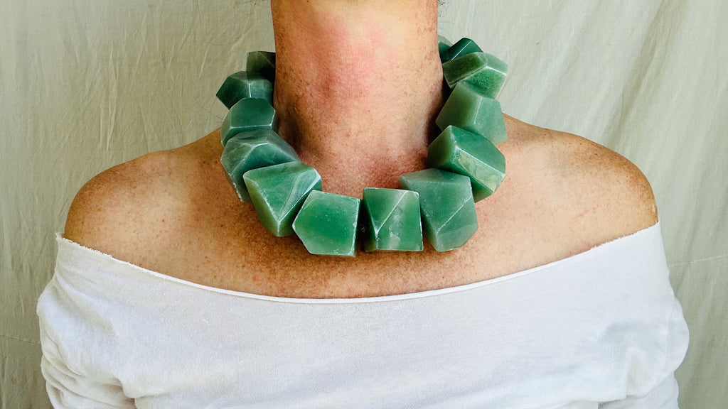 Faceted Aventurine Necklace. Sterling Silver. Adjustable. 2453