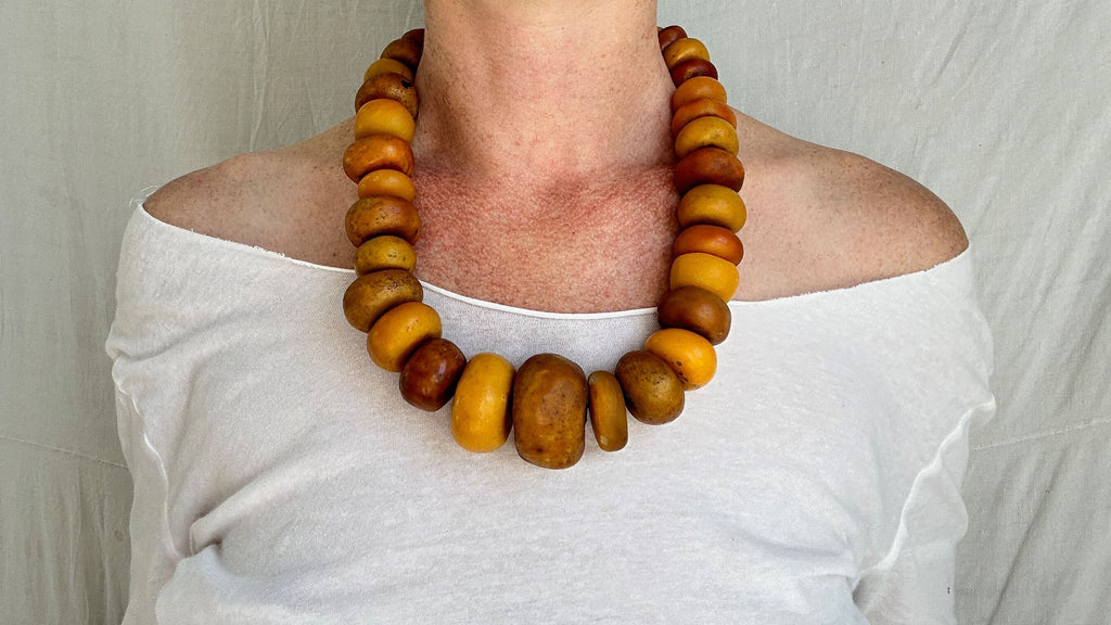 Vintage Berber Necklace. Faux Amber. Tiznit, Morocco. IN COMPLIANCE with Etsy Regulations