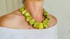 Green Serpentine Necklace. Large Organic Shapes with Handmade Sterling Silver Beads.