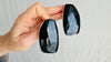 Faceted Oversized Obsidian Earrings. Sterling Silver Posts, One-of-a-Kind. 4162