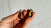 Large Amber Barbell Earrings. Double Sided. 2079