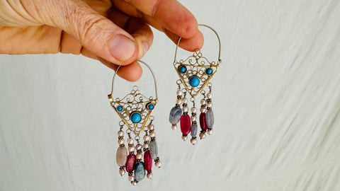 Vintage Uzbek Filigree Earrings. Vermeil. Bukhari. 0546