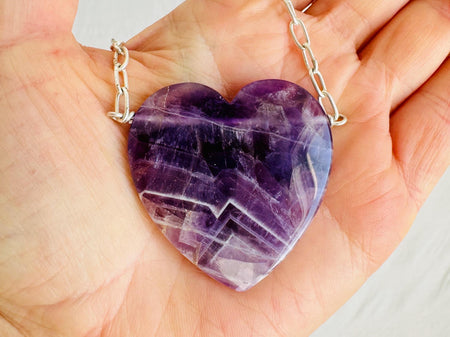 Natural Amethyst Heart Pendant Necklace. Sterling Silver. Atelier Aadya. Medicine Necklace. 2682