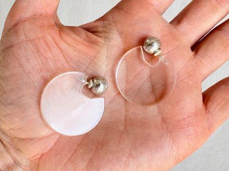 Quartz Crystal Flat Hoop Earrings. SCRATCH N DENT. Atelier Aadya. 4402