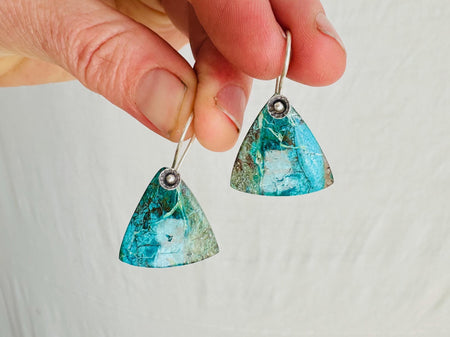 Chrysocolla and Sterling Silver Earrings. Atelier Aadya. One-of-a-Kind. 4072