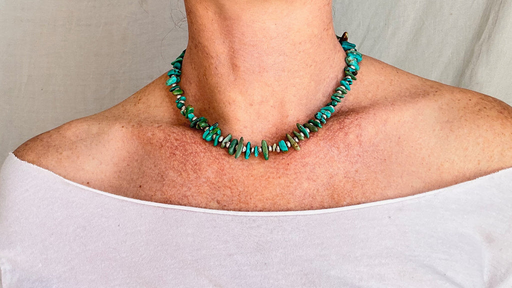 Turquoise and Sterling Necklace. 1251