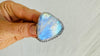 Rainbow Moonstone Cocktail Ring. Oversized Sterling Silver Designer Ring. Botanicals. Size 9. 4621