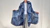 Indigo Shibori Silk Shawl, Wrap, Scarf. Clamp Dye. Gujarat, India.