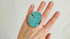 Huge Turquoise and Silver Cocktail Ring. Adjustable Size Sterling Silver Jewelry. 4152
