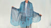 Blue Gauze Shiva Nataraja Shawl, Wrap, Scarf. Lightweight Spiritual Accessory from India. 4226
