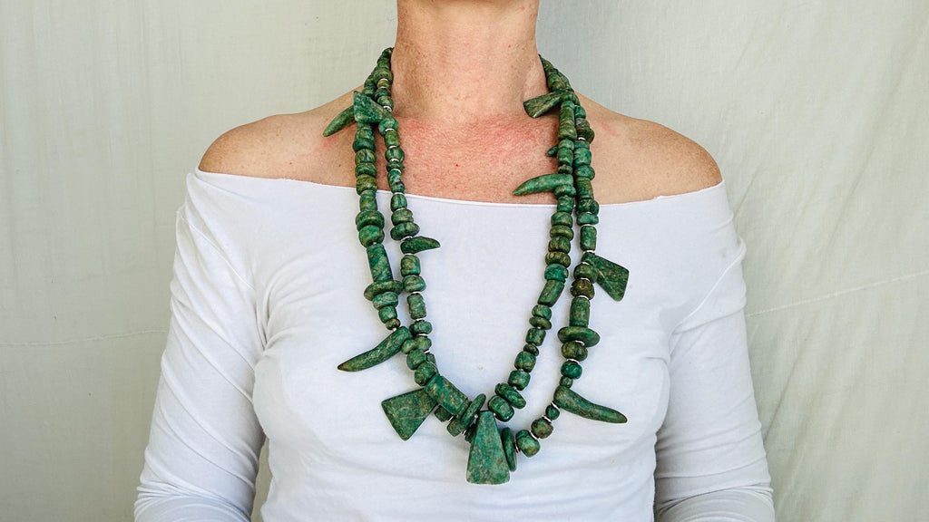 Guatemalita Necklace | Mayan Jade Reproduction Jewelry | Handmade Guatemalan Artisan Accessory.