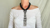 Monte Alban Pendant on Black Jade Necklace. Sterling Silver. Mexico.