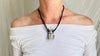 Beetle Pendant Necklace. Leather & Sterling Silver.