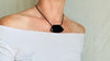 Obsidian Adze Pendant Necklace. Leather & Sterling Silver. 2552