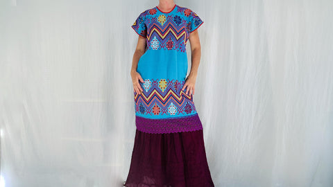 Amuzgo Huipil Dress. Hand Woven. Guerrero, Mexico. Colorful