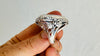 Rainbow Moonstone Cocktail Ring. Oversized Sterling Silver Designer Ring. Botanicals. Size 9. 4621