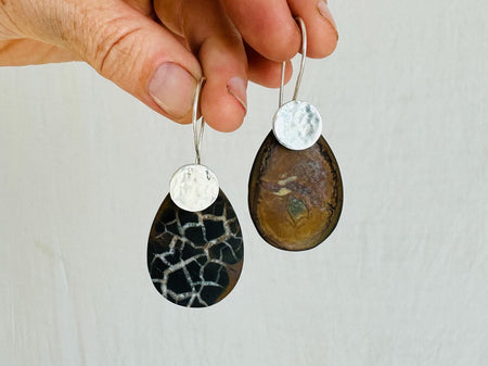 Septarian Jasper Earrings. Sterling Silver. 2348