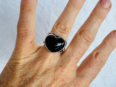 Amber Heart Botanicals Ring. Sterling Silver. Adjustable Size. AP-456