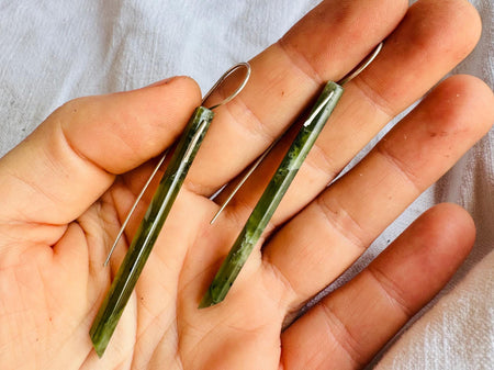 Jade & Sterling Silver Earrings. Canadian Jade. 4420