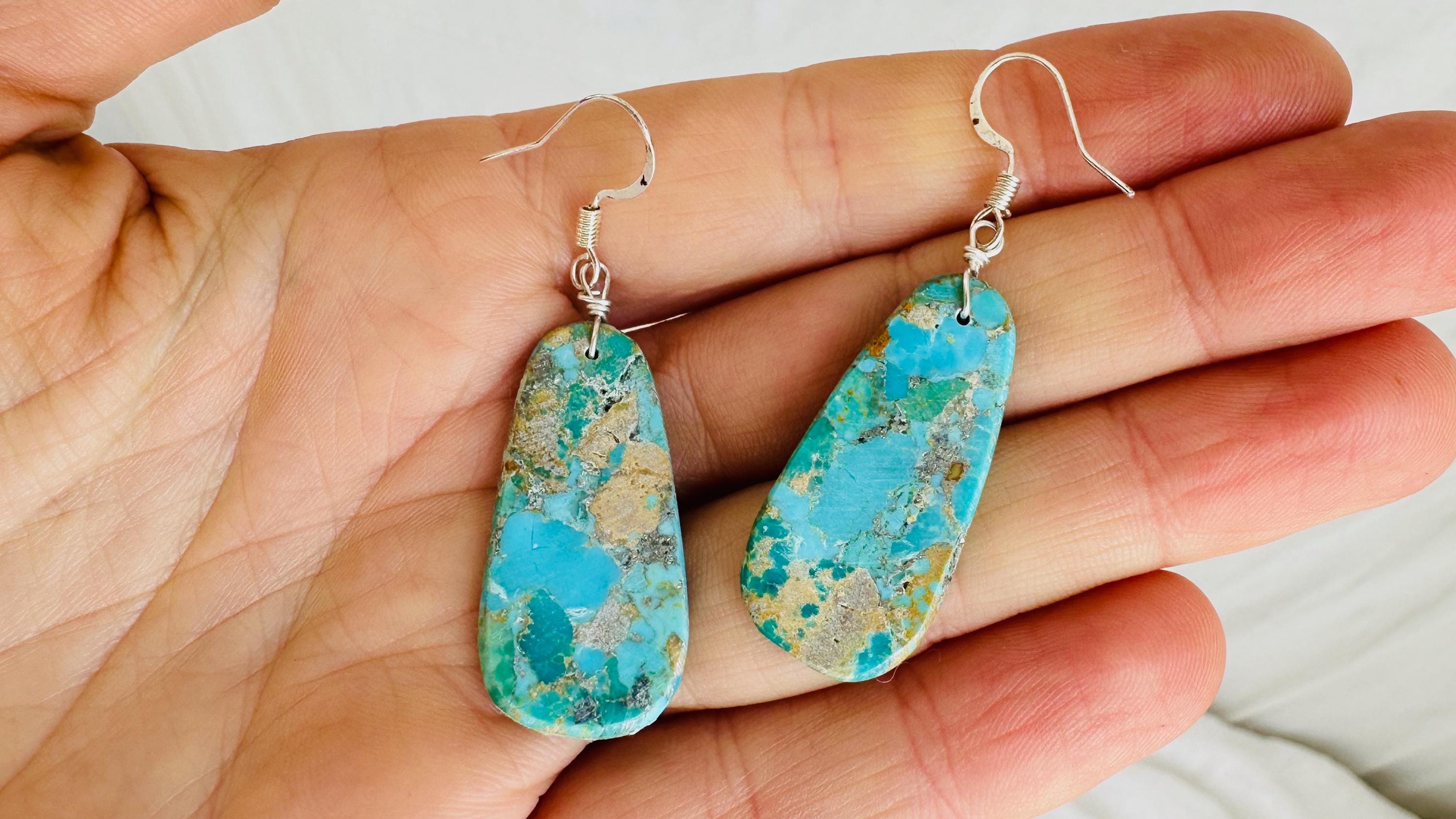 Kewa Pueblo Turquoise Earrings. Handmade Native American  display picture 1