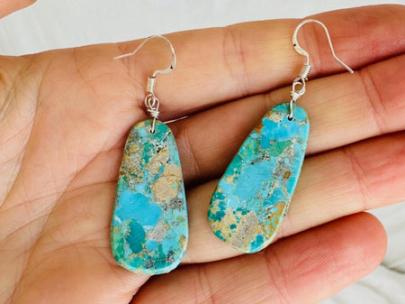 Kewa Pueblo Turquoise Earrings. Handmade Native American Earrings. Natural Stone Jewelry. 4027