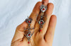 Heart Earrings. Oaxacan Filigree with Coral. Sterling Silver. Mexico. 0402
