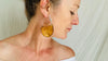 Large Amber Earrings. Sterling Silver Ear Wire. 0959